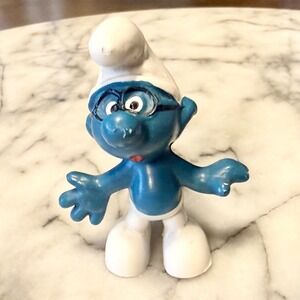 Smurfs Brainy Smurf Black Glasses Vintage Figurine Peyo 1969 Schleich‎ 20006
